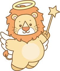 Cute Lion vector icon. Funny baby Lion animal series stock illustration. life of fluffy Lion designs.