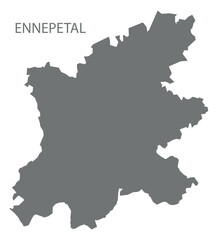 Fototapeta premium Ennepetal city map with boroughs grey illustration silhouette shape