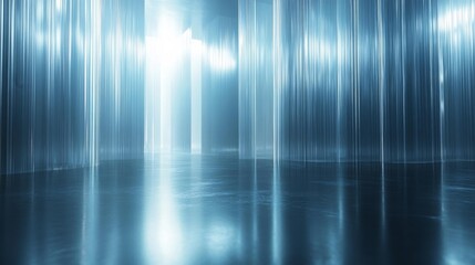 Glowing Futuristic Space with Vertical Light Beams. Generative AI