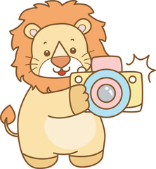 Cute Lion vector icon. Funny baby Lion animal series stock illustration. life of fluffy Lion designs.