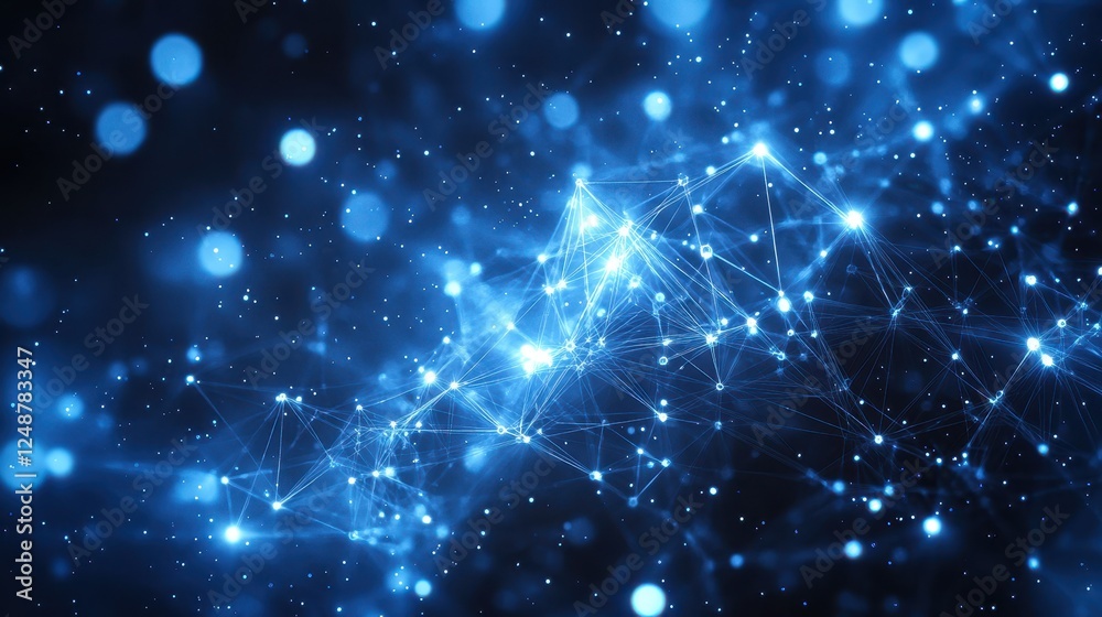 Poster blue network connection, abstract background, digital technology, website header