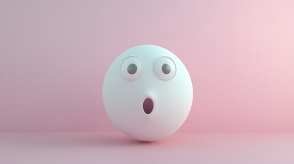 3D human emoticon, surprised expression, raised eyebrows, pastel tones 