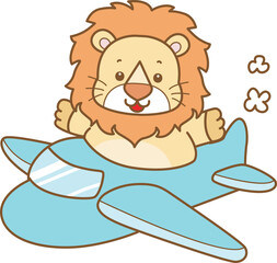 Cute Lion vector icon. Funny baby Lion animal series stock illustration. life of fluffy Lion designs.
