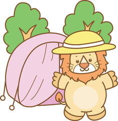 Cute Lion vector icon. Funny baby Lion animal series stock illustration. life of fluffy Lion designs.
