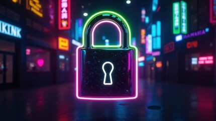 A glowing digital padlock symbolizing cybersecurity and protection. Perfect for tech, security, and digital safety themes