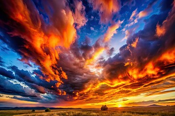Fototapeta premium Dreamy, celestial landscapes: high-depth-of-field photography captures dramatic cloudscapes and fantastical atmosphere.