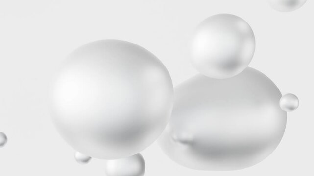 Abstract morphing liquid white blobs in a metaball animation. 3D background with fluid motion in a seamless loop