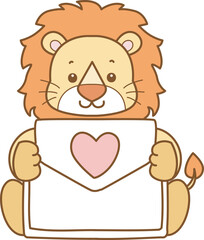 Cute Lion vector icon. Funny baby Lion animal series stock illustration. life of fluffy Lion designs.