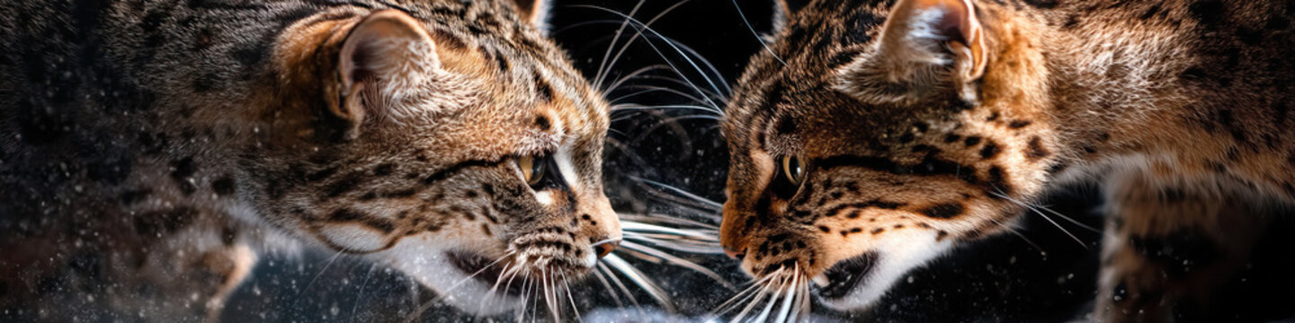Two Rusty-Spotted Cats in Close Proximity