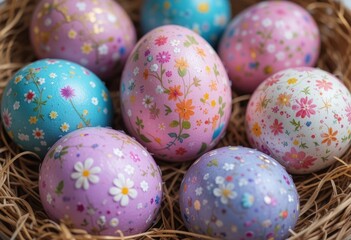 Colorful Easter eggs with beautiful designs