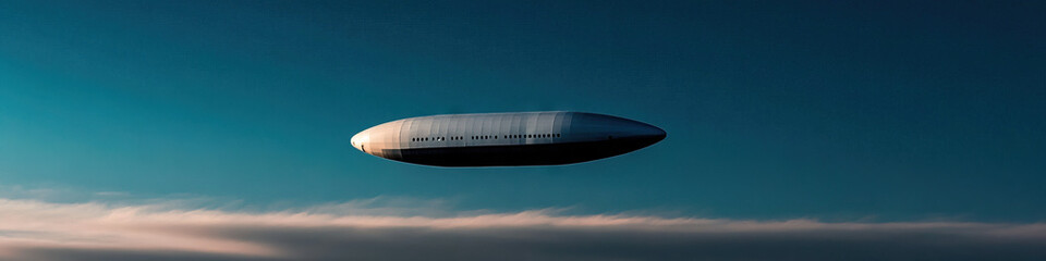 Airship in Flight Above Clouds