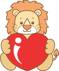 Cute Lion vector icon. Funny baby Lion animal series stock illustration. life of fluffy Lion designs.