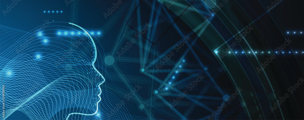 Poster abstract cyber artificial intelligence concept