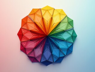 Vibrant geometric color wheel with triangular patterns