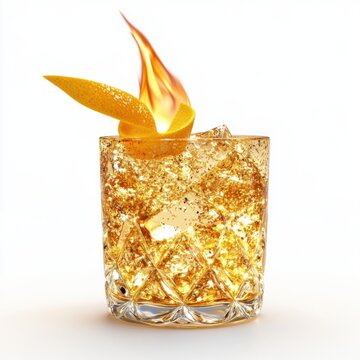 Golden Old Fashioned Visky drink   
