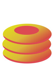 Stack of colorful wooden and plastic rings isolated