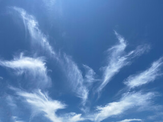 Time Lapse. White clouds and blue sky. Sunny weather during the day. Tropical cloud movement during...