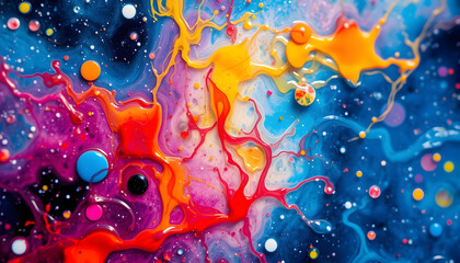 Macro shot of petriart - a technique of modern painting. Alcoholic ink is dripped into the epoxy resin. The resulting frame at the same time resembles both the sea depths and distant galaxies, vibra