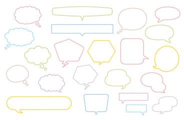 カラフルなクレヨン風の手描きの吹き出しセット