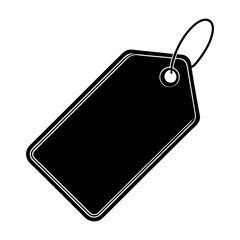 Realistic vector price tag with glossy surface and metallic grommet. Minimalist design of a price tag with soft gradients and texture. 3D effect price tag icon with thin curved string for product atta