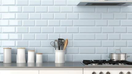 Light Blue Kitchen Tiles with Contemporary Design