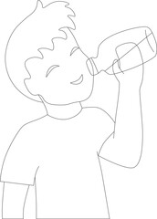 young man smiling and drinking water from a bottle