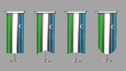 Collection of Vertical Banners Featuring the UZBEKISTAN Flag