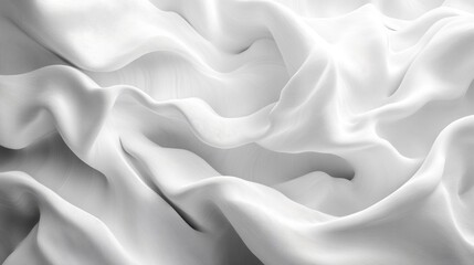 Obraz premium Smooth Wavy White Fabric Background Luxurious Textile Design. Generative AI