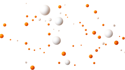 Abstract White and Orange Balls on Transparent Background