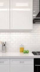 A Stunning Modern Kitchen Design with White Cabinets and Tiles