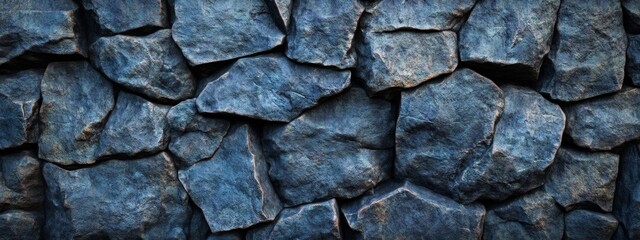 Dark blue stone wall texture, outdoors, close-up, background design