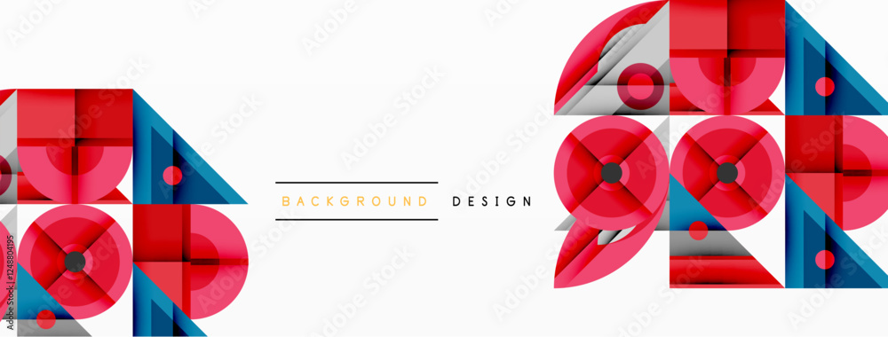 Aufkleber Dynamic geometric composition with sharp angles, circular forms, and gradient colors