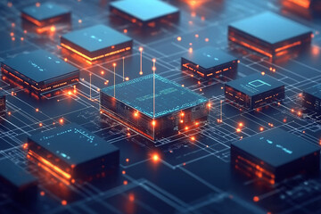 Obraz premium Secure IoT network, abstract visualization of high-speed data transfer and encryption in motion