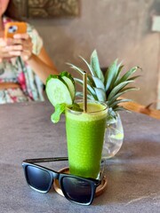 Fruit and berry cocktail in a glass