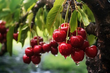 Obraz premium Orchard filled with cherries