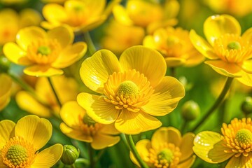 Yellow flowers in sunlight close-up flower wallpaper concept