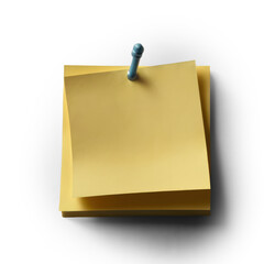 Sticky yellow note on transparent background, png file