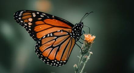 Fototapeta premium A close-up of a butterfly with intricate wing patterns.