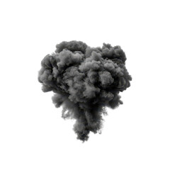 Black smoke cloud isolated on white background for various applications.
