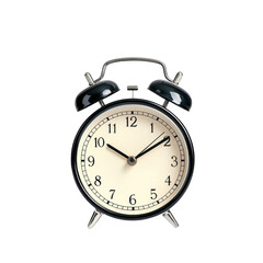 Classic black alarm clock on a white isolated background.