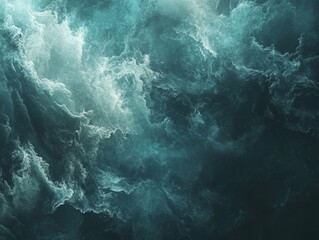 Teal cloudscape, swirling texture, digital art, cosmic background, design element