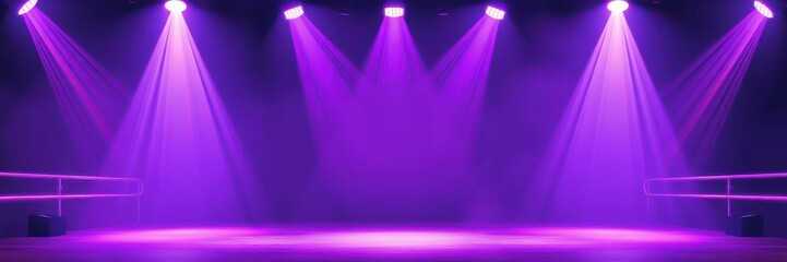 Unique purple lighting set up for a vibrant performance stage at an evening event