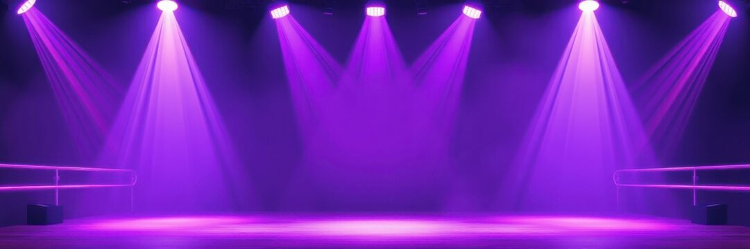Unique purple lighting set up for a vibrant performance stage at an evening event