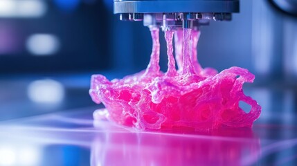 3D bioprinting of human tissue, highly detailed futuristic rendering 