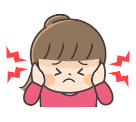 耳を両手でふさぐ女の子