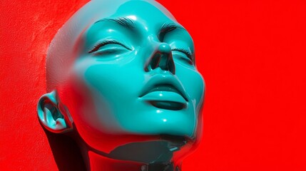Obraz premium Futuristic mannequin head in bold colors