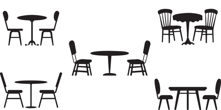 Set of Dining table silhouette illustration