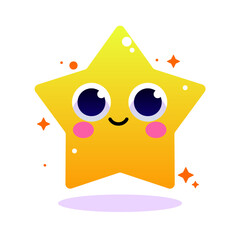 cute star character with happy face. learning concept for children with a minimalist flat design style
