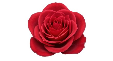 Stunning High-Resolution Photograph of a Single Red Rose Bloom Isolated on White Background, Ideal for Floral Decorations, Romantic Cards, and Botanical Illustrations.
