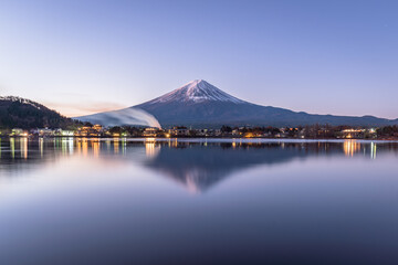 Mount Fuji and Lake Kawaguchi in the early morning, Fujikawaguchiko, Yamanashi Prefecture, Japan